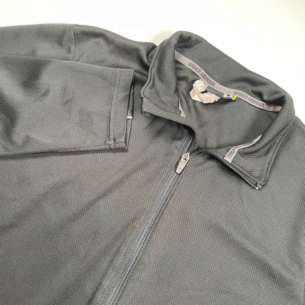 Under Armour Mens Full Zip Jacket Top Black Athletic Training‎ Activewear